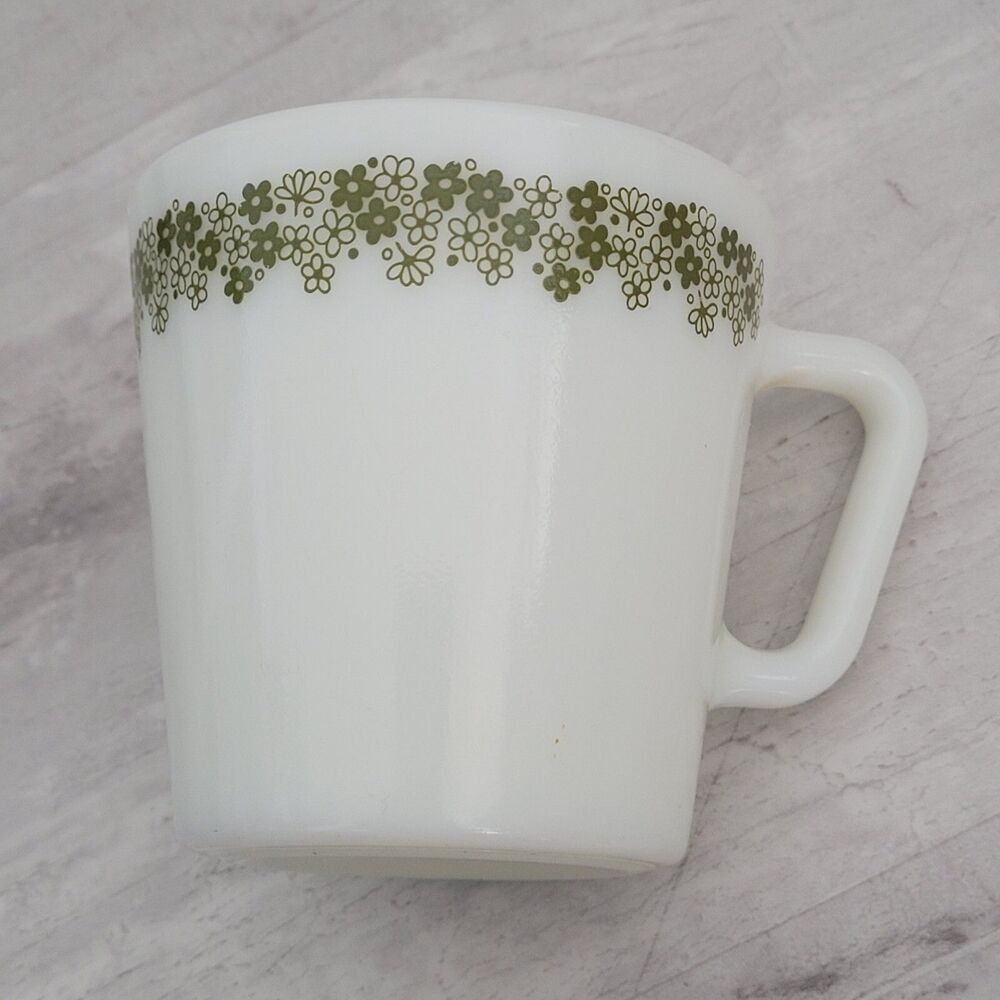 Vintage Pyrex Crazy Daisy Green Spring Blossom Coffee Cup Mug